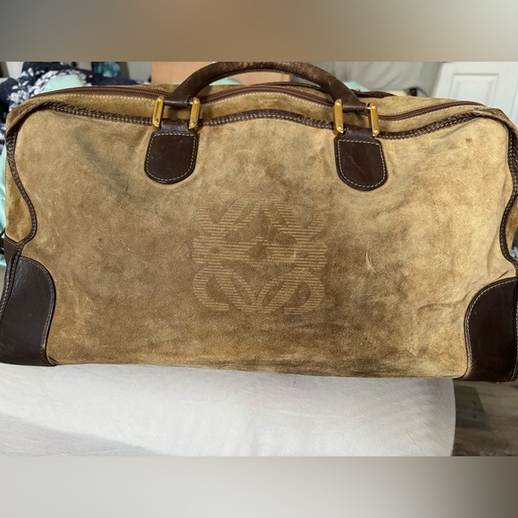 Loewe Handbags - Loewe Vintage Amazona 44 Suede Weekender Bag –Tan/Brown Collector’s Travel Piece